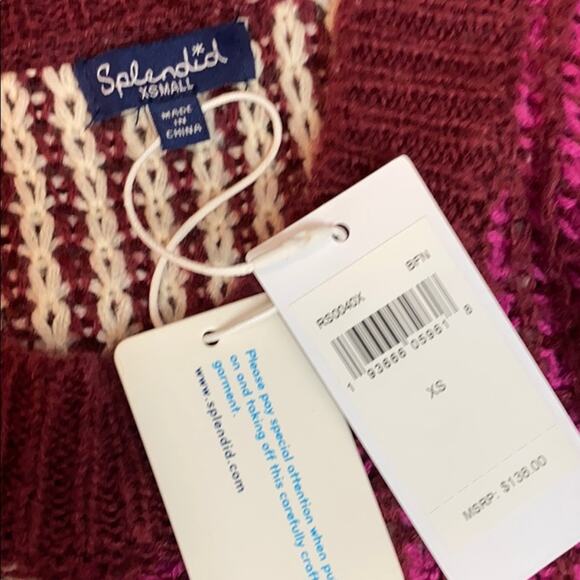 Splendid Waffle Knit Crop Sweater Oversized XS NWT - Picture 6 of 7